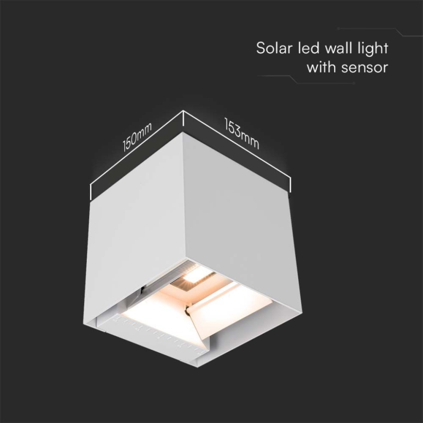 LED Solar-Wandleuchte mit Sensor LED/3W/3,7V IP65 4000K 2600 mAh Weiß