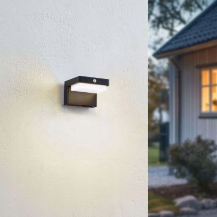 LED Solar-Wandleuchte mit Sensor LED/5W/3,7V 2000 mAh IP44 schwarz