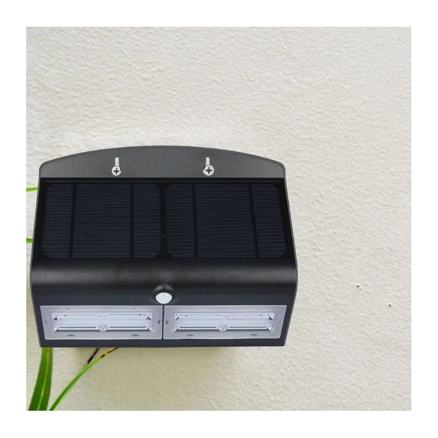 LED Solar-Wandleuchte mit Sensor LED/7W/3,7V 4000K IP65 schwarz
