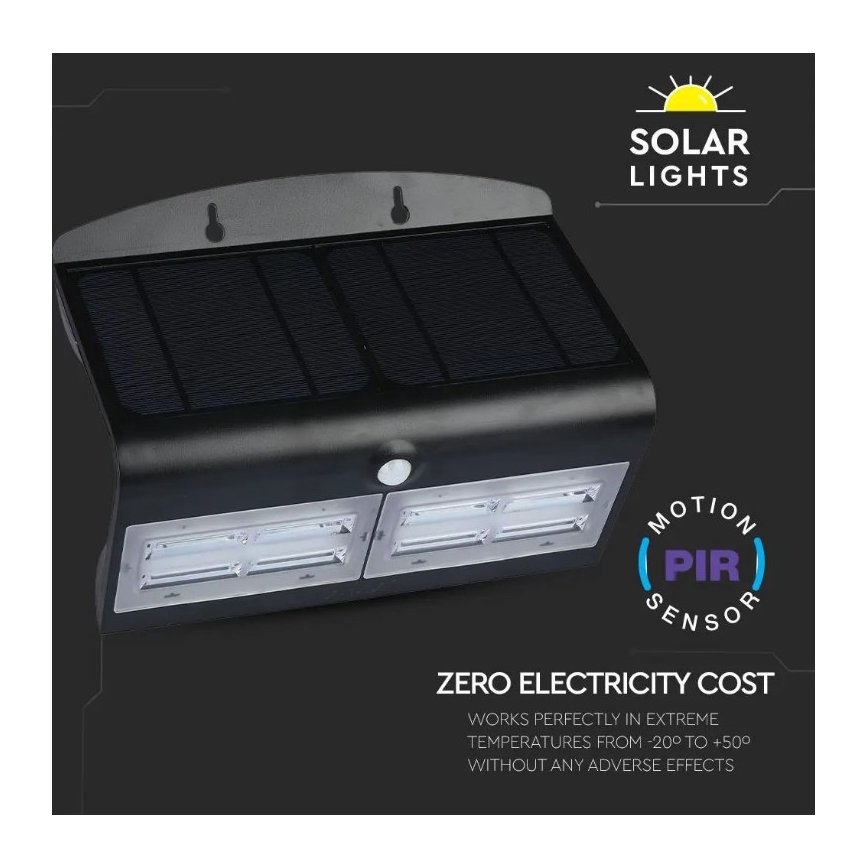 LED Solar-Wandleuchte mit Sensor LED/7W/3,7V 4000K IP65 schwarz