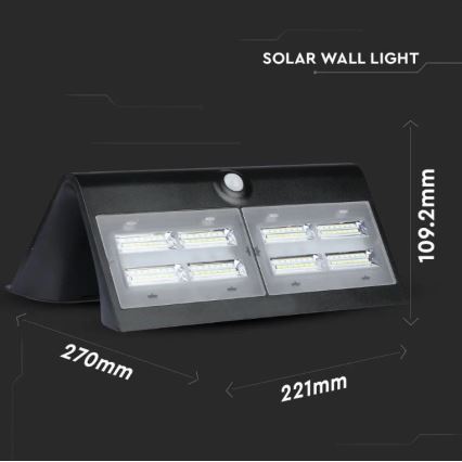 LED Solar-Wandleuchte mit Sensor LED/7W/3,7V 4000K IP65 schwarz