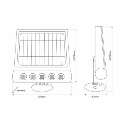 LED-Solar-Wandleuchte mit Sensor LED/8W/3,7V 4000 mAh 4000K IP65