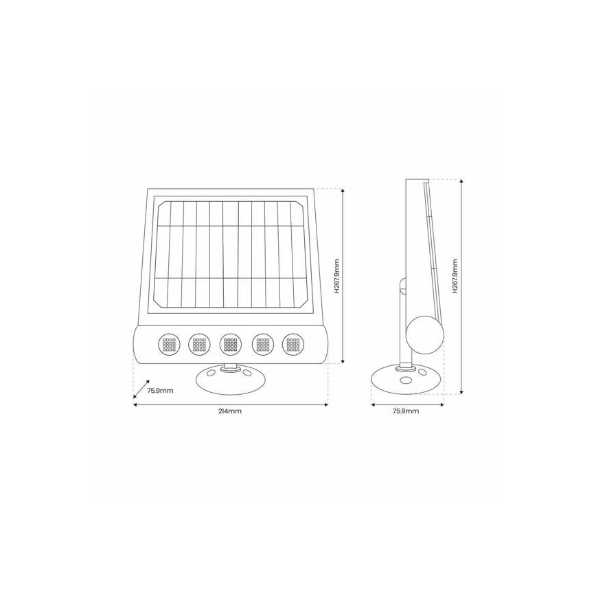 LED-Solar-Wandleuchte mit Sensor LED/8W/3,7V 4000 mAh 4000K IP65