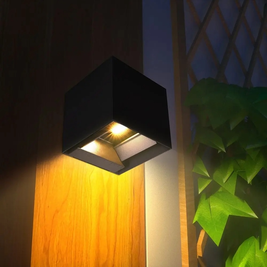 LED Solar-Wandleuchte mit Sensor LED/9W/3,7V 3000/4000/5000K IP65 2600 mAh schwarz