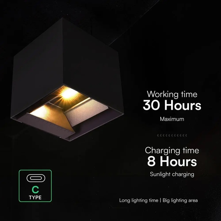 LED Solar-Wandleuchte mit Sensor LED/9W/3,7V 3000/4000/5000K IP65 2600 mAh schwarz