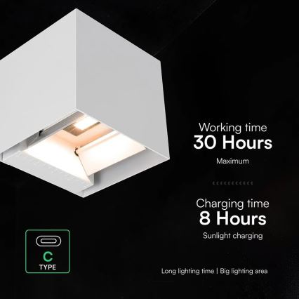 LED-Solar-Wandleuchte mit Sensor LED/9W/3,7V 3000/4000/5000K IP65 2600 mAh weiß