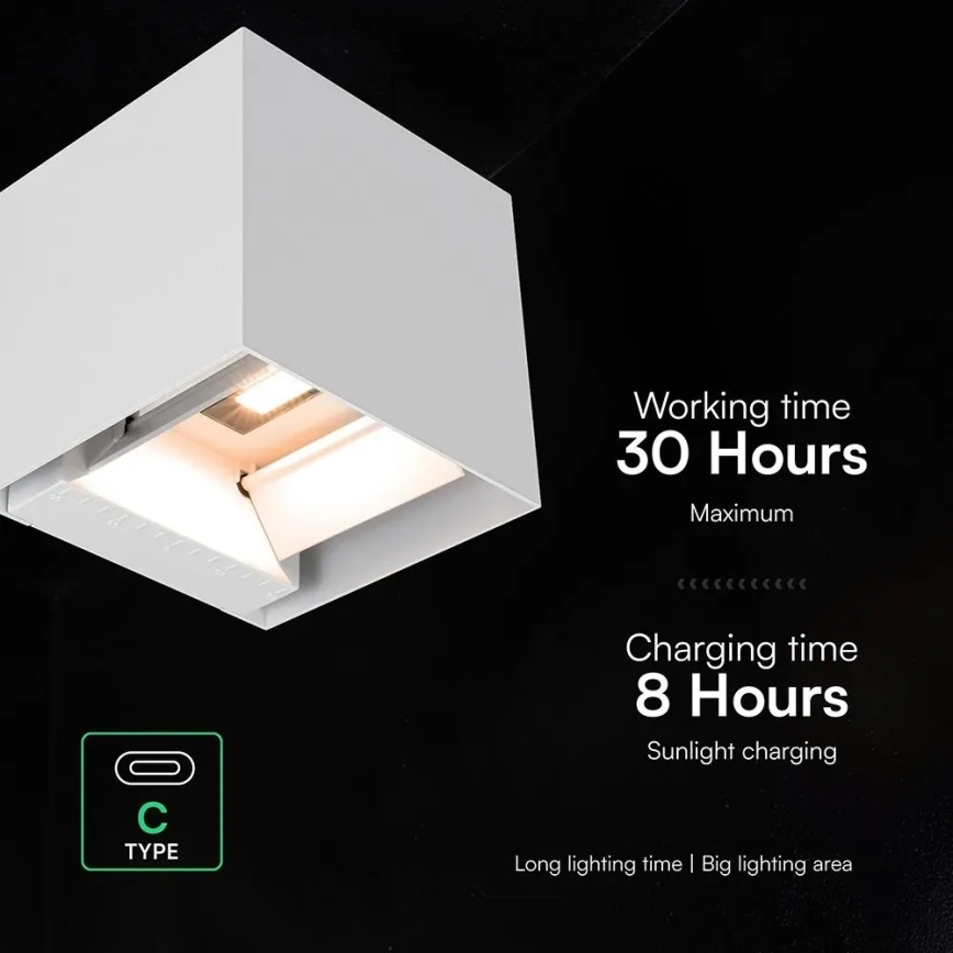 LED-Solar-Wandleuchte mit Sensor LED/9W/3,7V 3000/4000/5000K IP65 2600 mAh weiß