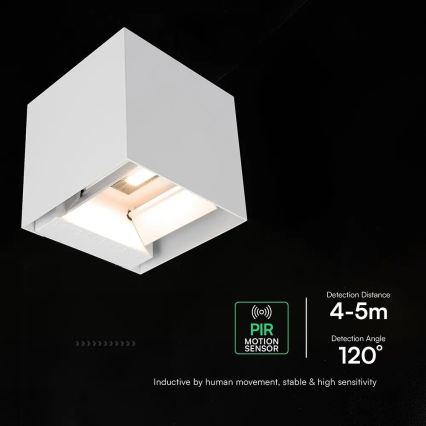 LED-Solar-Wandleuchte mit Sensor LED/9W/3,7V 3000/4000/5000K IP65 2600 mAh weiß