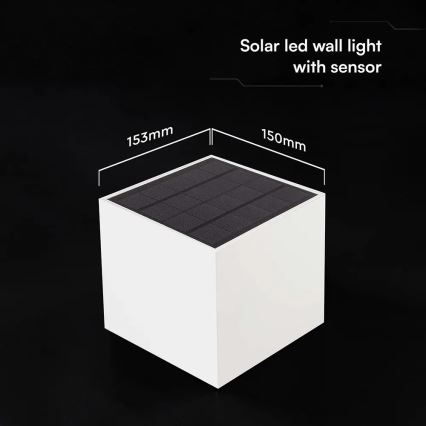 LED-Solar-Wandleuchte mit Sensor LED/9W/3,7V 3000/4000/5000K IP65 2600 mAh weiß
