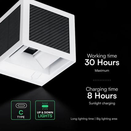 LED-Solar-Wandleuchte mit Sensor LED/9W/3,7V 3000/4000/6000K IP65 2600 mAh weiß