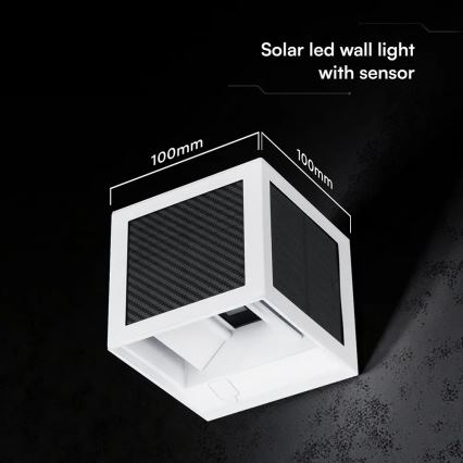 LED-Solar-Wandleuchte mit Sensor LED/9W/3,7V 3000/4000/6000K IP65 2600 mAh weiß