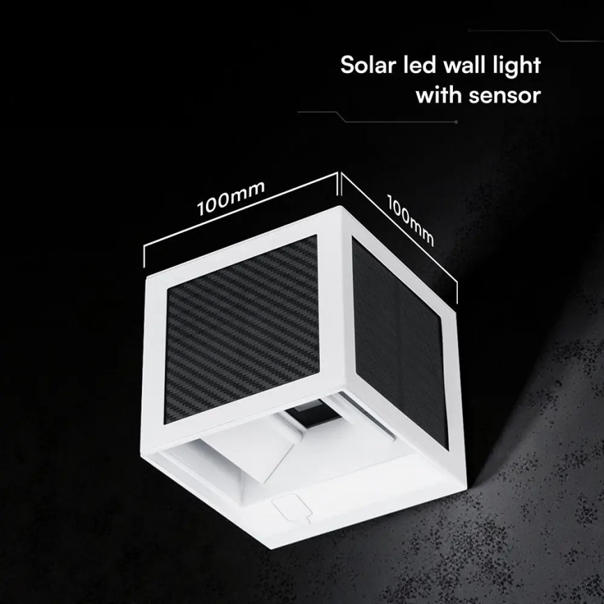 LED-Solar-Wandleuchte mit Sensor LED/9W/3,7V 3000/4000/6000K IP65 2600 mAh weiß