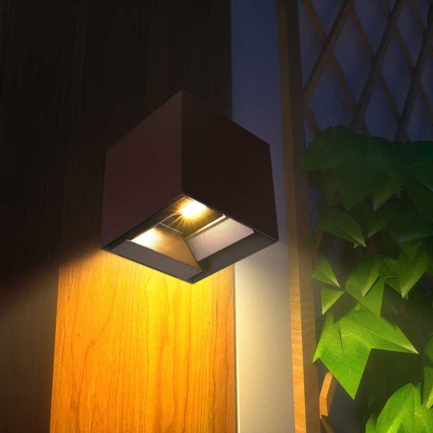 LED Solar-Wandleuchte mit Sensor LED/9W/3,7V 3000/4000/5000K 2600 mAh IP65 Braun