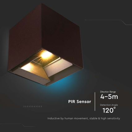 LED Solar-Wandleuchte mit Sensor LED/9W/3,7V 3000/4000/5000K 2600 mAh IP65 Braun