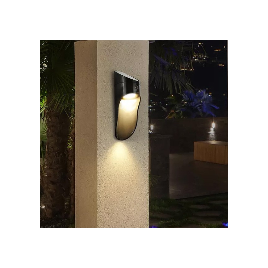 LED Solar-Wandleuchte mit Sensor PALESA LED/1W/3,7V IP65 1800 mAh Schwarz