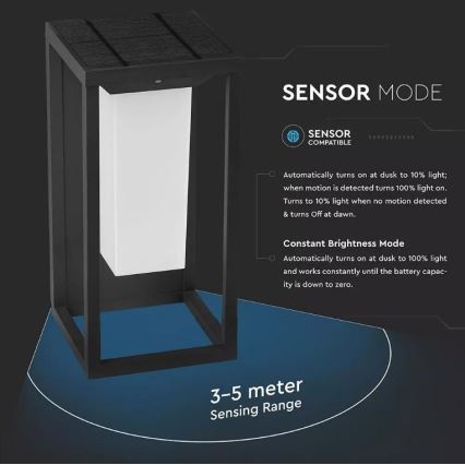 LED Solar-Wandleuchte mit Sensor SAMSUNG CHIP LED/2W/3,7V IP65