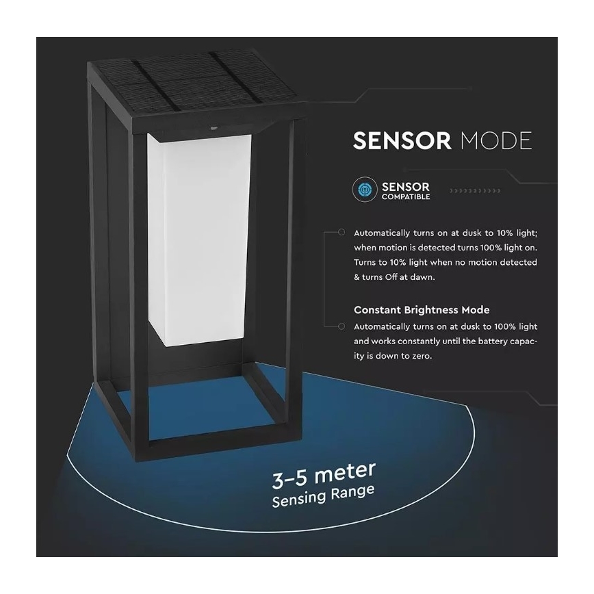 LED Solar-Wandleuchte mit Sensor SAMSUNG CHIP LED/2W/3,7V IP65