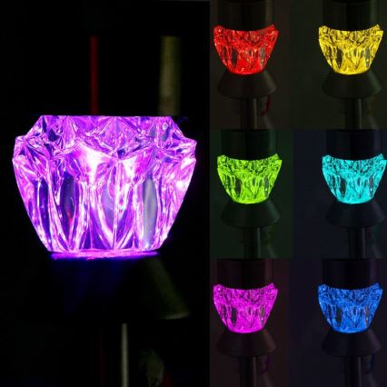 LED Solarlampe CRYSTAL 2xLED-RGB/0,02W/1xAAA chrom matt