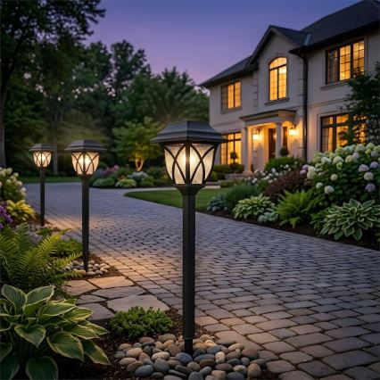 LED-Solarlampe LAWN, LED/1,2 V, 100 mAh, 3000 K, 44 cm, IP44, schwarz