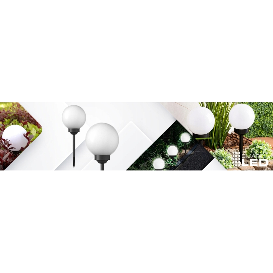 LED-Solarlampe LED/1,2V 6500K 200 mAh Ø 20 cm IP44 weiß/schwarz