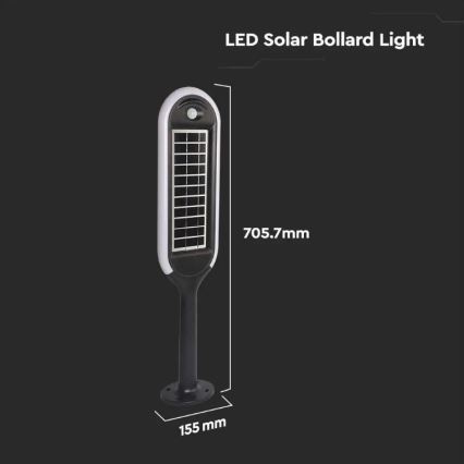 LED-Solarlampe mit einem Sensor BOLLARD LED/5W/5,5V 70 cm 3000K IP65