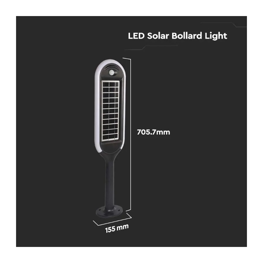 LED-Solarlampe mit einem Sensor BOLLARD LED/5W/5,5V 70 cm 3000K IP65