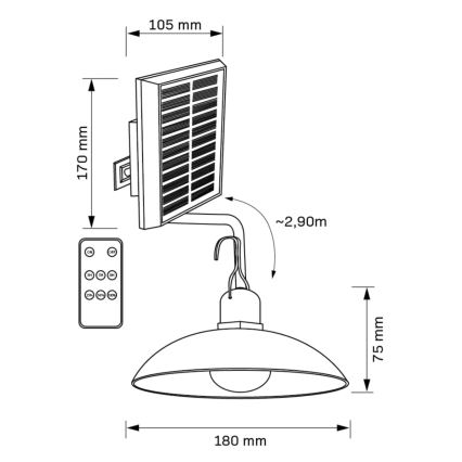 LED-Solarleuchte CELINA LED/1,8W/3,7V IP44 + Fernbedienung