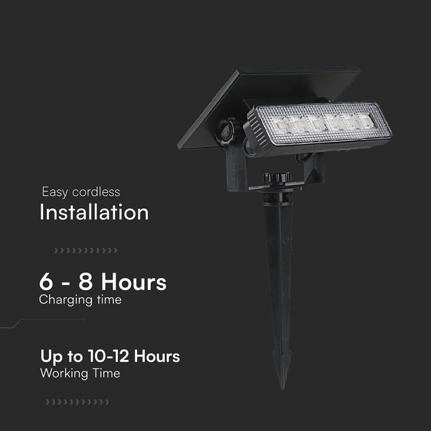 LED-Solarleuchte LED/0,9W/3,7V 3000K IP65 schwarz