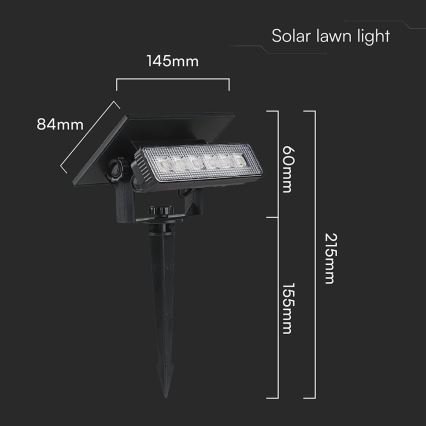 LED-Solarleuchte LED/0,9W/3,7V 3000K IP65 schwarz