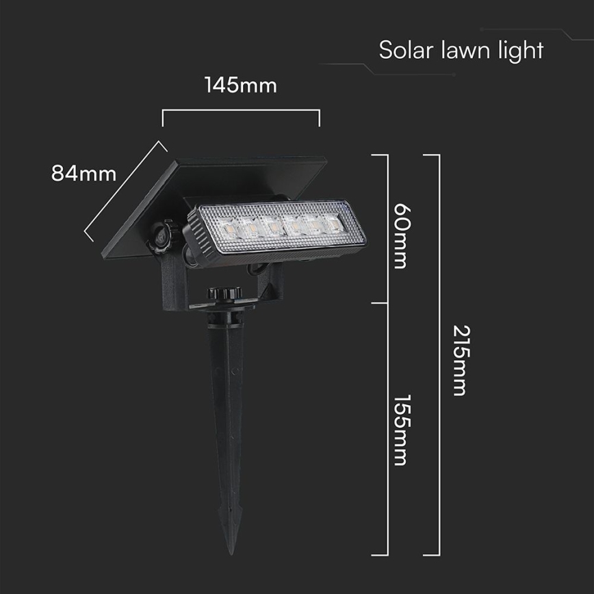LED-Solarleuchte LED/0,9W/3,7V 3000K IP65 schwarz