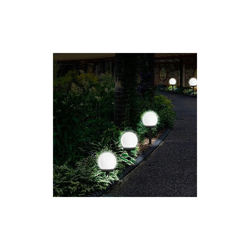 LED-Solarleuchte LED/1,2V 6500K 200 mAh Ø 15 cm IP44 weiß/schwarz