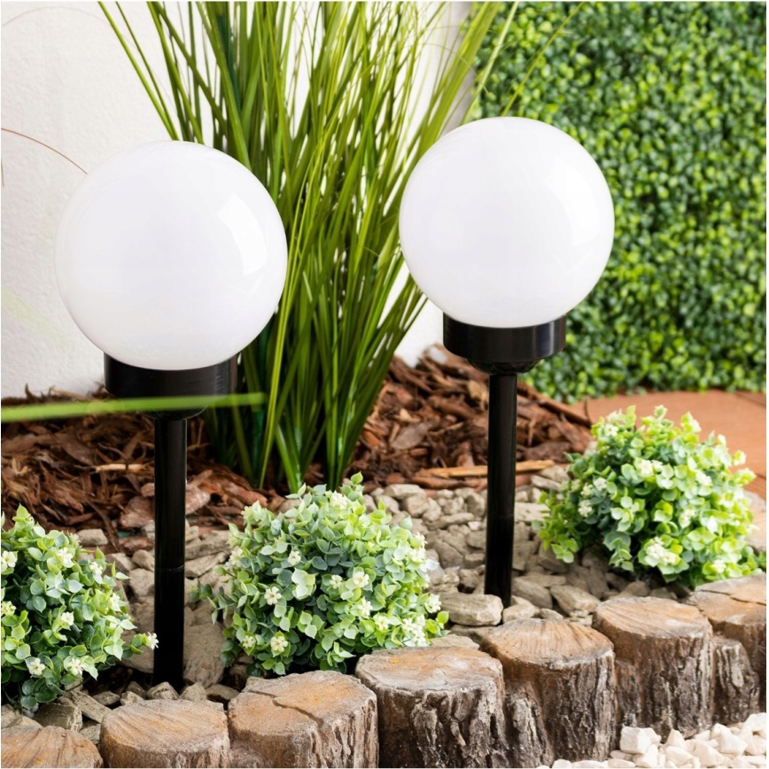 LED-Solarleuchte LED/1,2V 6500K 200 mAh Ø 15 cm IP44 weiß/schwarz