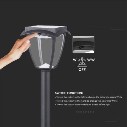 LED-Solarleuchte LED/2W/230V 93 cm 3000/6000K IP65 2200 mAh