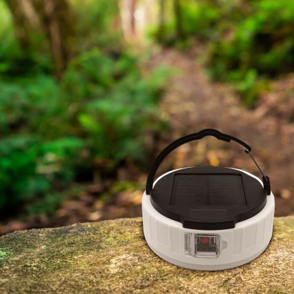 Dimmbare, aufladbare LED-Solarleuchte mit Powerbank-Funktion K3 LED/2W/5,5V 6500K IPX4 2400 mAh schwarz/weiß