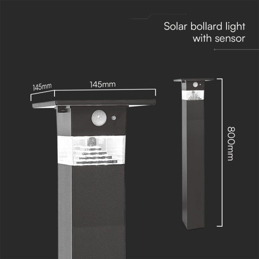 LED-Solarleuchte mit Sensor LED/2,5W/3,7V IP54 3000K 2200 mAh