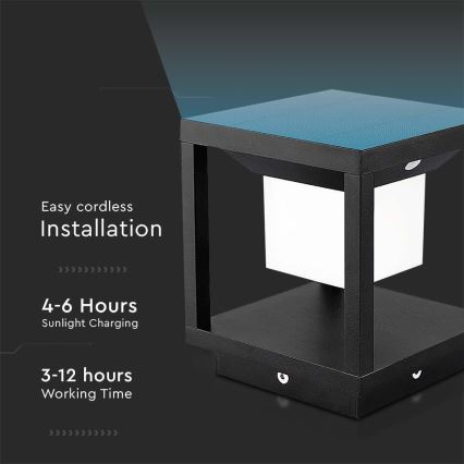 LED Solarleuchte mit Sensor LED/2W/5,5V 3000K IP65 2600 mAh Schwarz