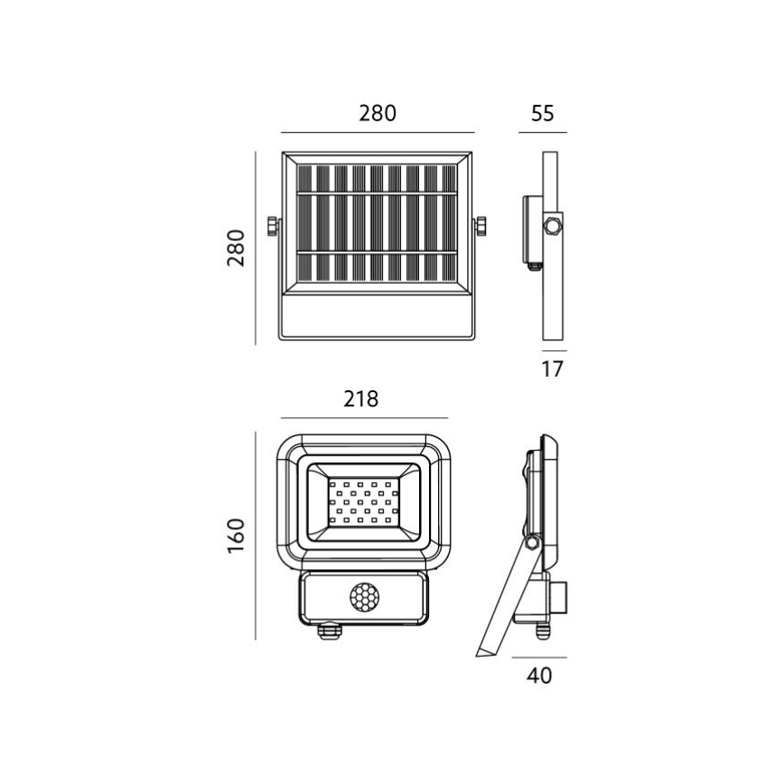 LED Solarleuchte mit Sensor LED/30W/3,7V 6500K IP65 6600 mAh