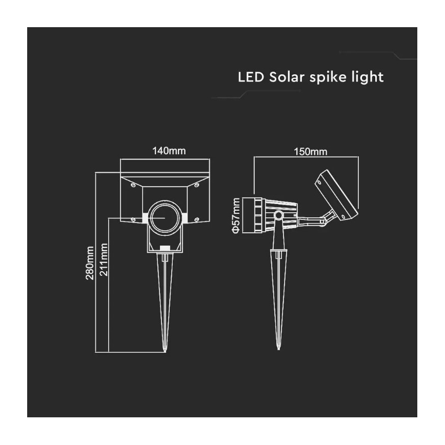 LED-Solarleuchte SPIKE LED/2W/5,5V IP65 4000K 1200 mAh