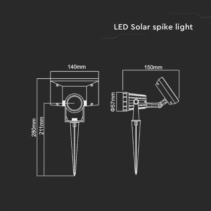 LED Solarleuchte SPIKE LED/2W/5,5V IP65 6400K 1200 mAh