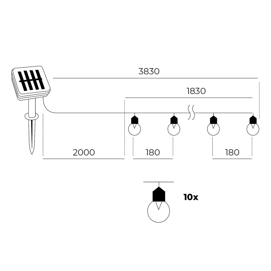 LED-Solarlichterkette 10xLED/0,12W/1,2V 1xAA IP44 6000K