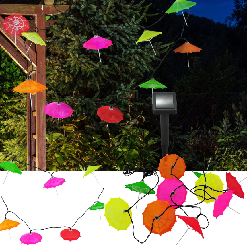 LED-Solarlichterkette 10xLED/1,2V 300 mAh 3,8 m IP44 Regenschirme
