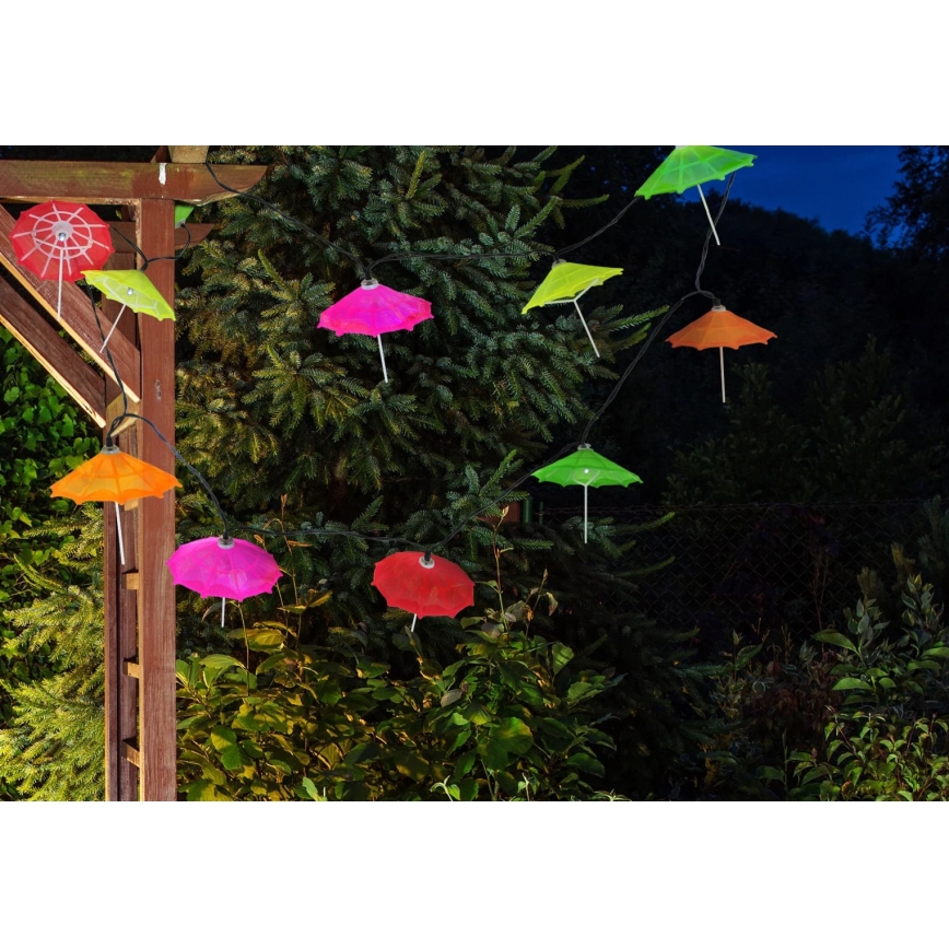 LED-Solarlichterkette 10xLED/1,2V 300 mAh 3,8 m IP44 Regenschirme