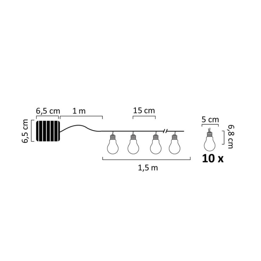 LED-Solarlichterkette PARTY 10xLED/1,2V 400 mAh IP44