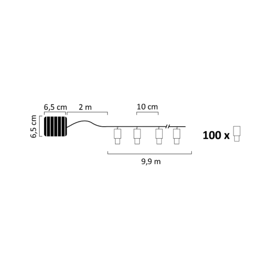 LED-Solarlichterkette SHINE 100xLED/1,2V 400 mAh 11, 9 m IP44