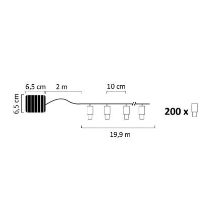 LED-Solarlichterkette SHINE 200xLED/1,2V 600 mAh 21,9 m IP44