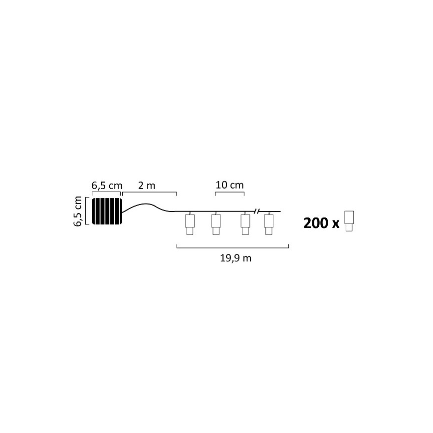 LED-Solarlichterkette SHINE 200xLED/1,2V 600 mAh 21,9 m IP44
