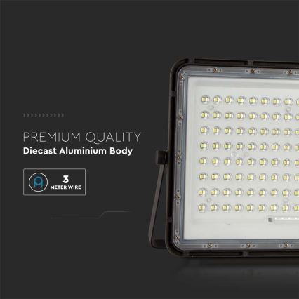 LED-Solarstrahler für den Außenbereich LED/20W/3,2V 6400K schwarz IP65 + Fernbedienung