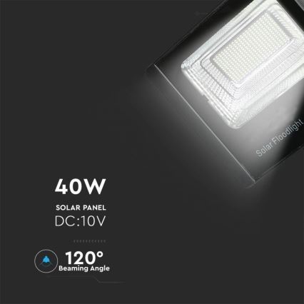 LED-Solarstrahler für den Außenbereich LED/40W/10V IP65 6000K + Fernbedienung