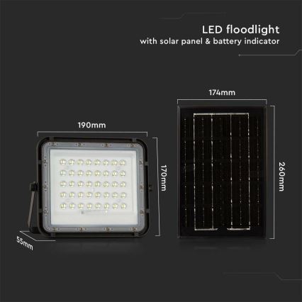 Dimmbarer LED-Solarstrahler für den Außenbereich LED/6W/3,2V IP65 6400K schwarz + Fernbedienung