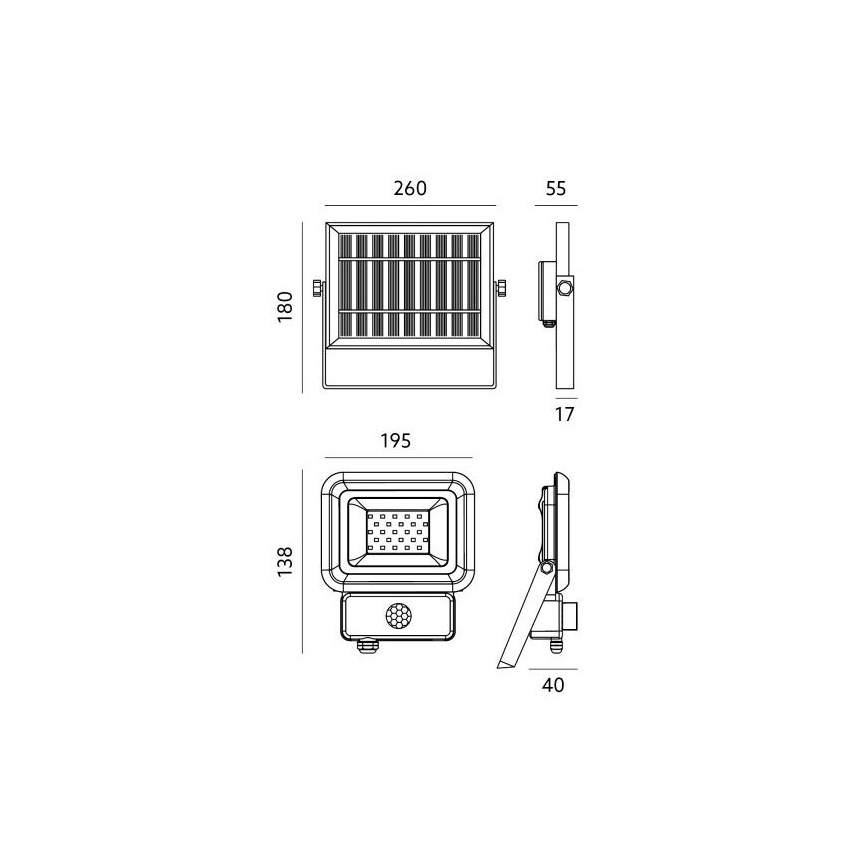 LED-Solarstrahler für den Außenbereich mit Sensor LED/20W/3,7V 6500K IP65 4400 mAh